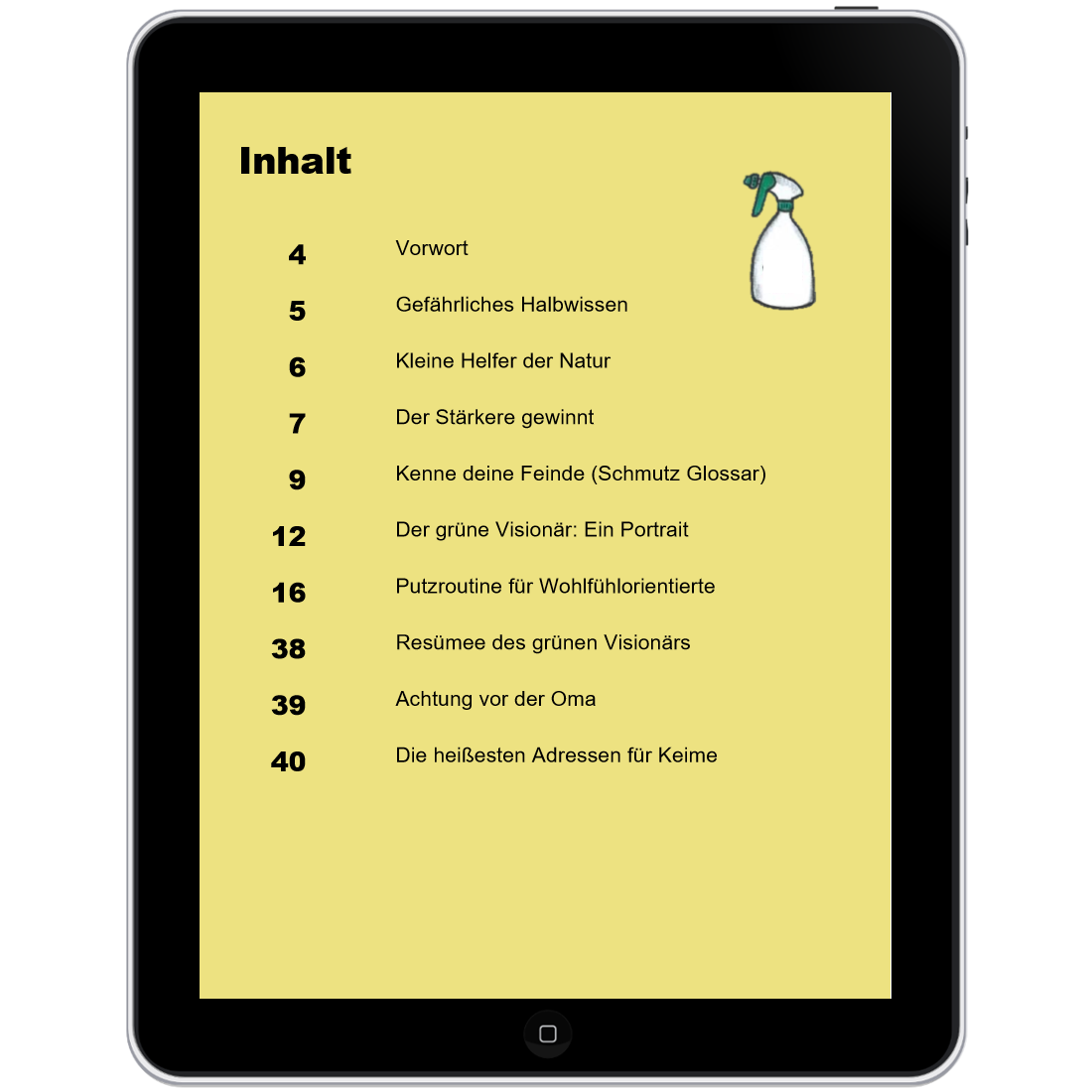 tablet buch cover - Putzen für grüne Visionäre - effektive mikrooganismen