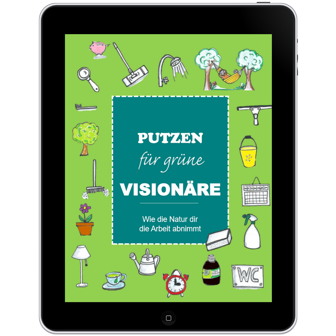 tablet buch cover - Putzen für grüne Visionäre - effektive mikrooganismen